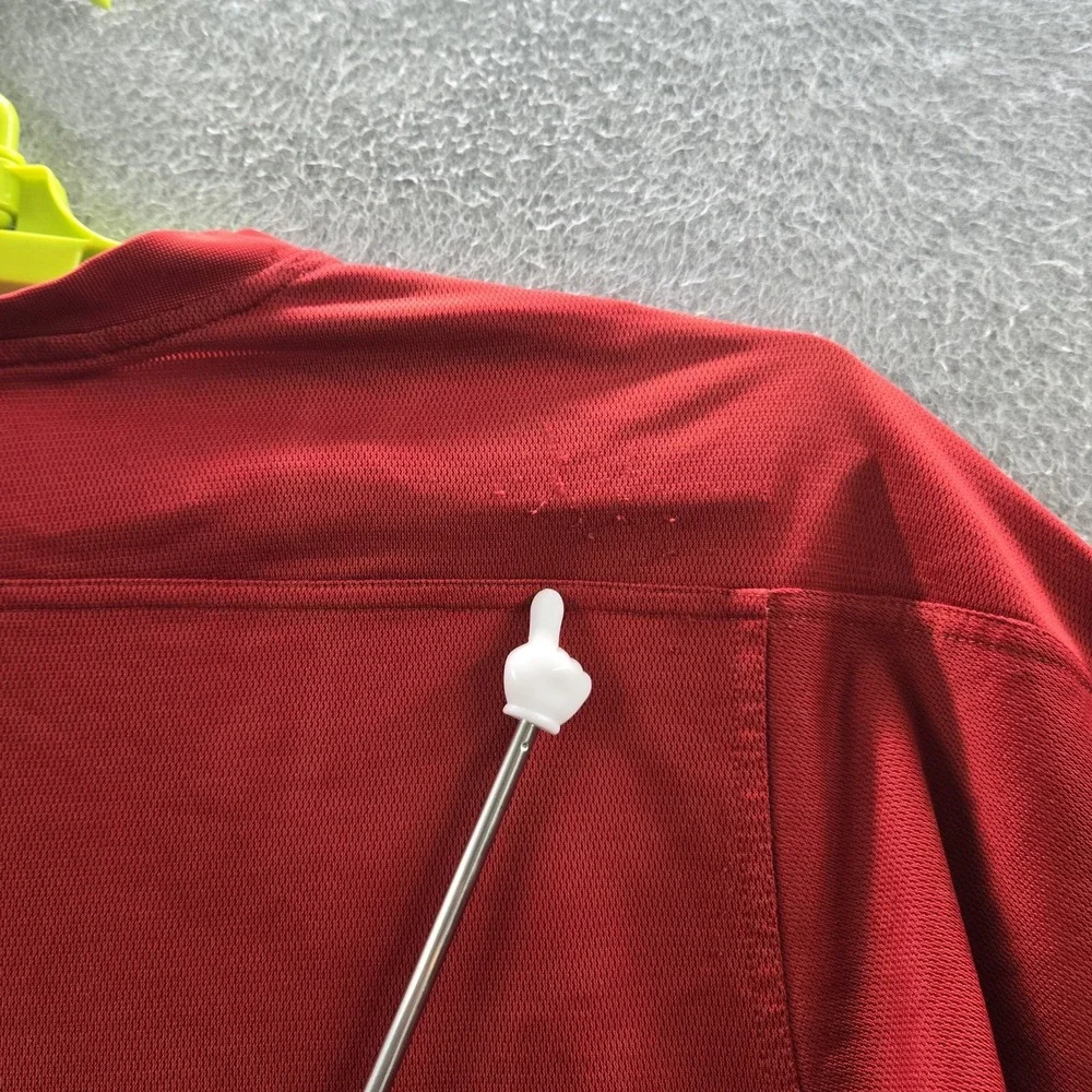 VINTAGE Nike Men Shirt L Red Logo Mini Swoosh Embroidered Activewear  Y2K READ